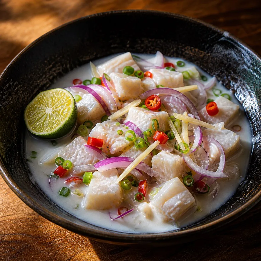 Filipino Kinilaw Coconut Lime Fish, original finished dish food photograph
