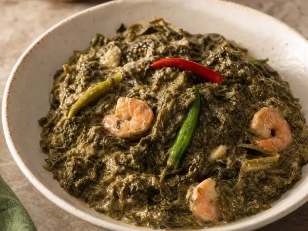 Filipino Laing Coconut Taro Leaves, original finished dish food photograph