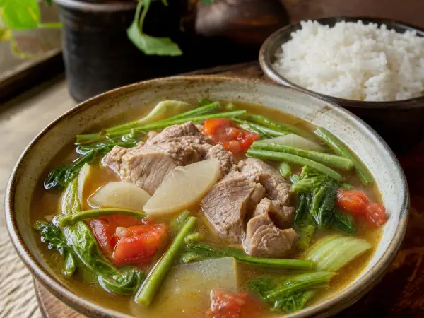 Filipino Pork Sinigang with Tamarind, finished dish