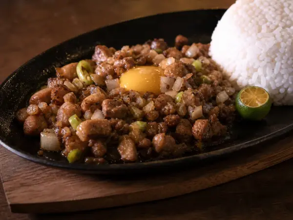 Filipino Pork Sisig with Rice, finished dish