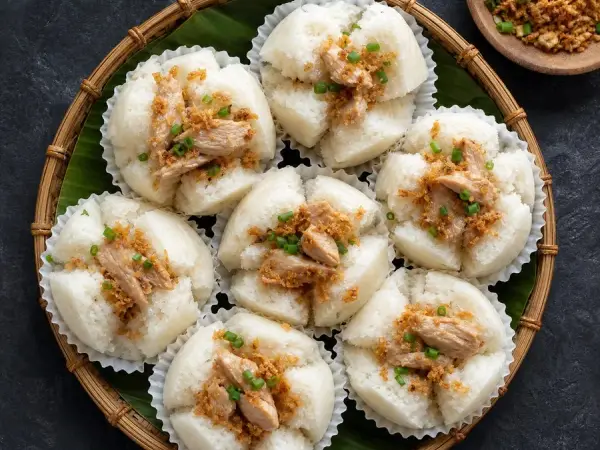 Filipino Puto Pao Chicken Rice Cakes, original finished dish food photograph