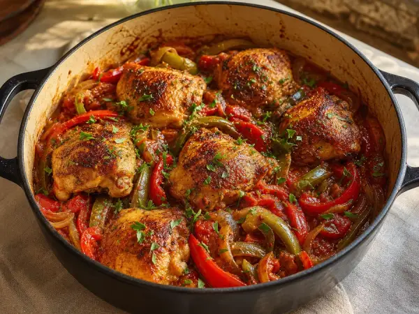 French Chicken Basquaise with Peppers, finished dish