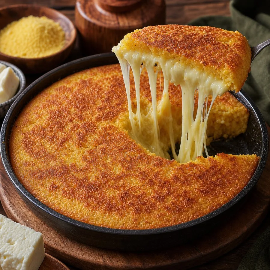 Georgian Elarji Cornmeal Cheese Pull, finished dish