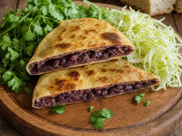 Georgian Lobiani Red Bean Flatbreads, plated and ready to serve