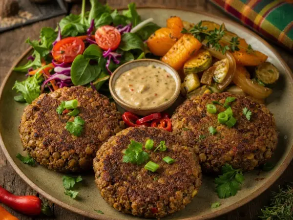 Grenadian Nutmeg Lentil Patties, finished dish