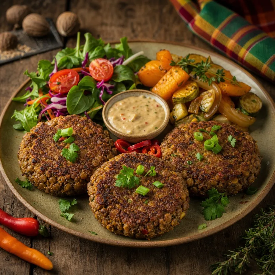 Grenadian Nutmeg Lentil Patties, finished dish
