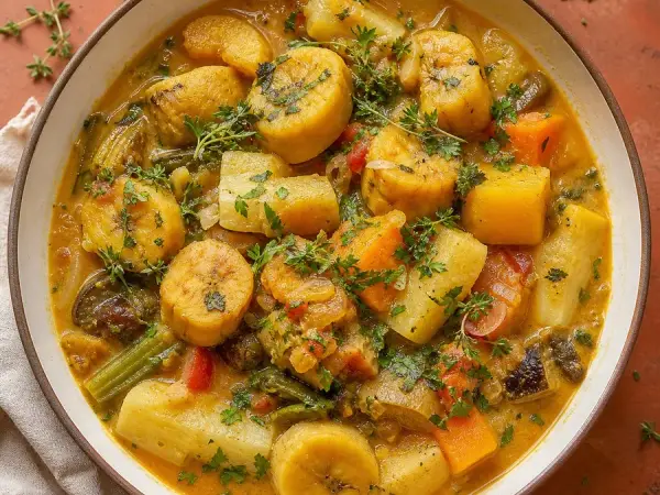 Grenadian Oil Down-Inspired Coconut Vegetable Pot, finished dinner