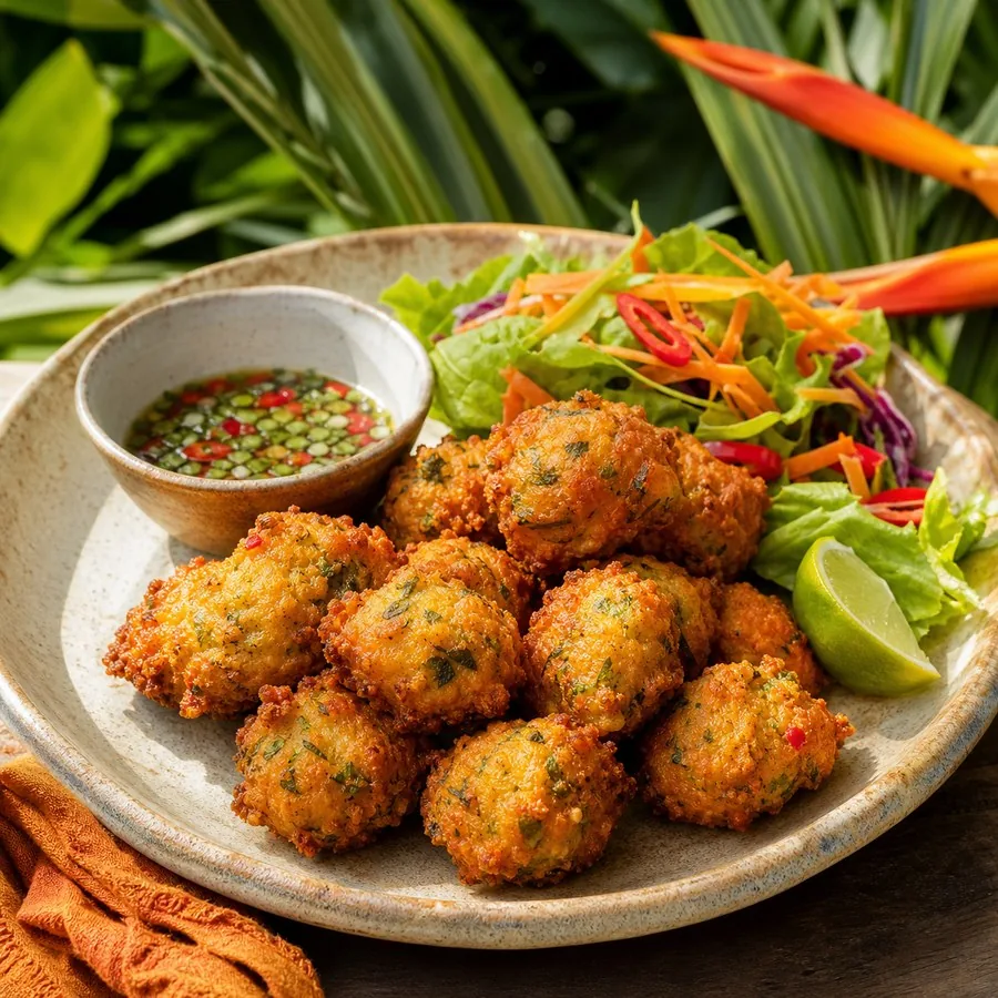 Guadeloupe Accras Vegetable Fritters, finished dish