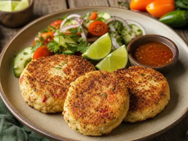 Guyanese Cassava Fish Cakes, finished dish