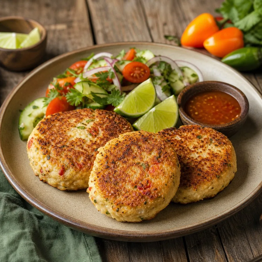 Guyanese Cassava Fish Cakes, finished dish