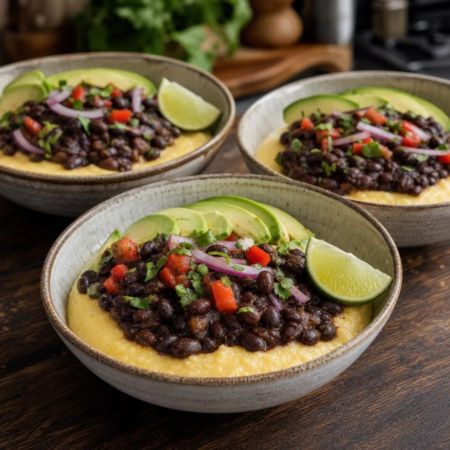 Haitian Mayi Moulen Black Bean Bowls, finished dinner