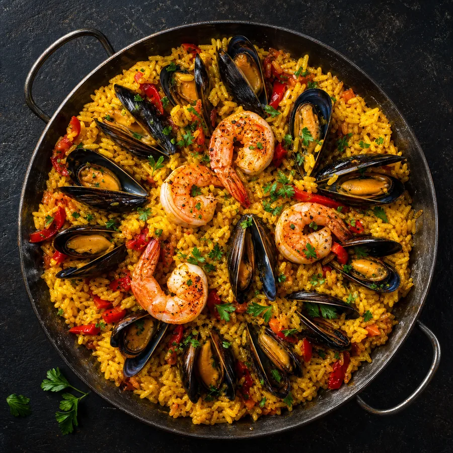 Hmong Garden Inspired Seafood Saffron Rice, finished dish