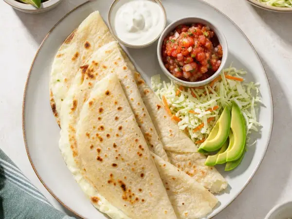 Honduran Cheese Baleada Quesadillas, finished dish
