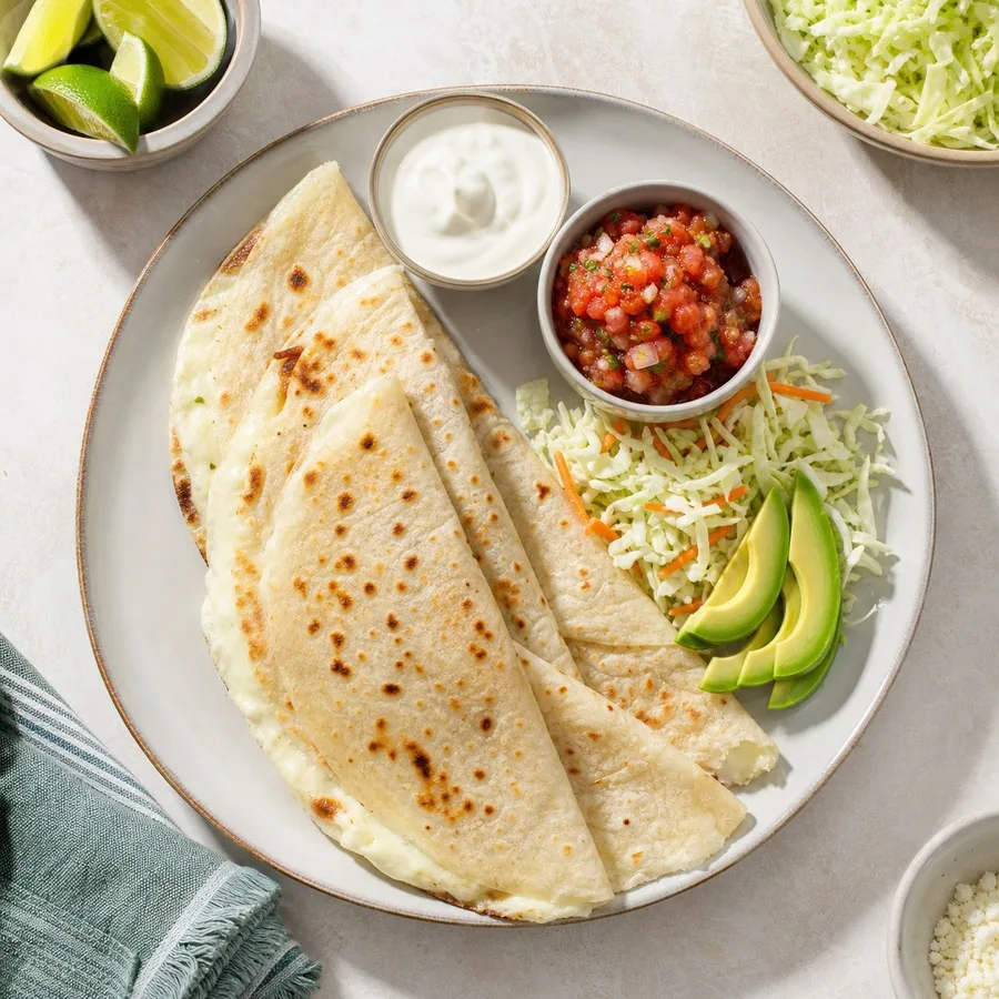 Honduran Cheese Baleada Quesadillas, finished dish