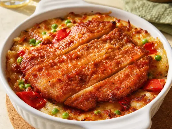 Hong Kong Baked Pork Chop Rice, finished dish