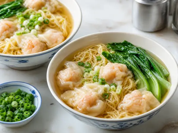 Hong Kong Shrimp Wonton Noodle Soup, finished dish