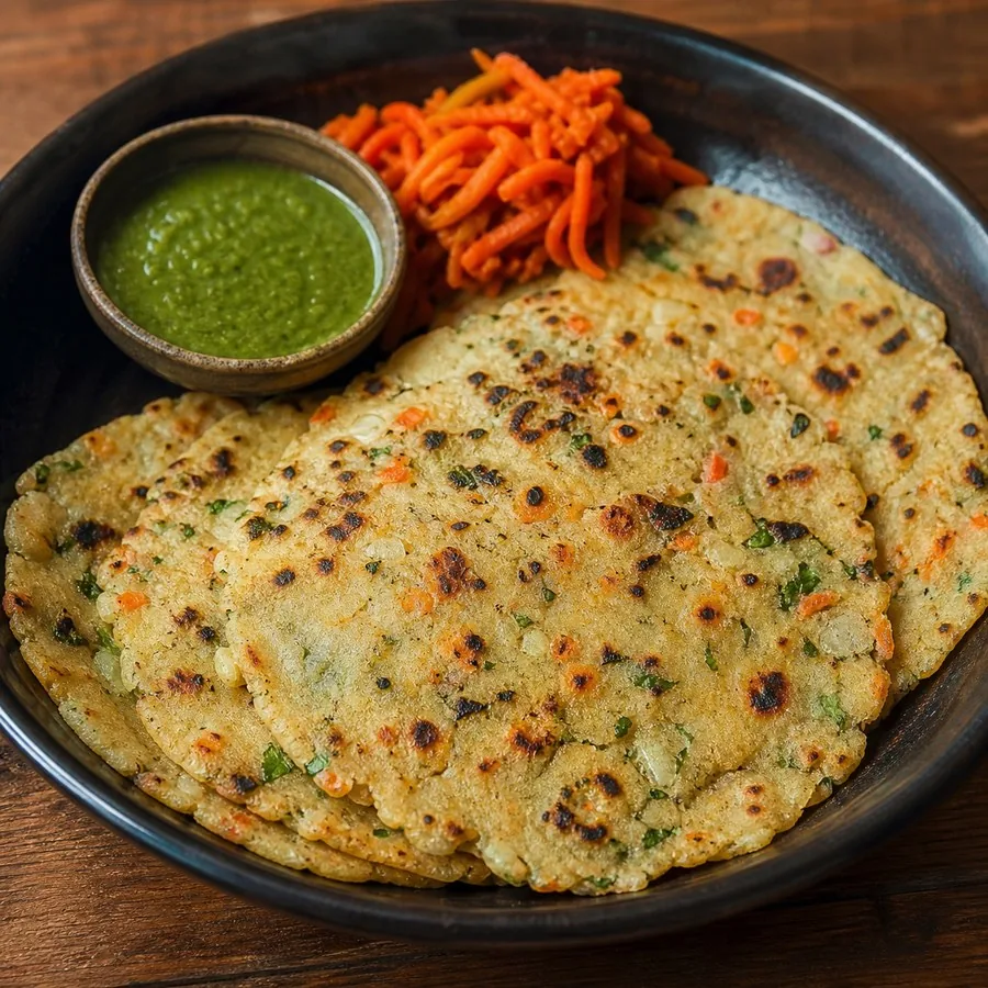 Indian Akki Rotti Vegetable Flatbreads, original finished dish food photograph