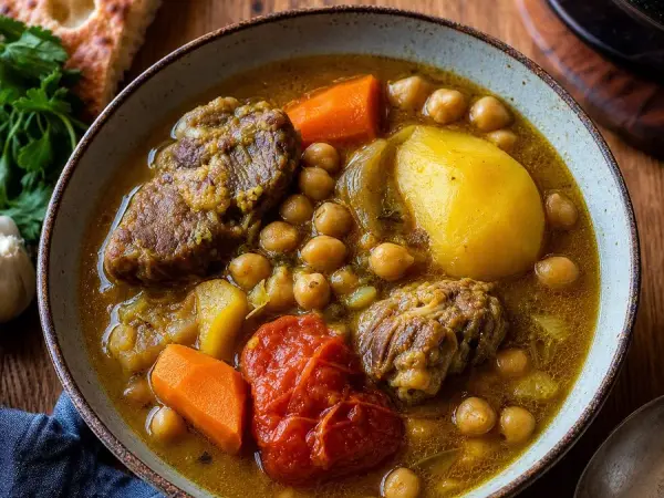 Iranian Abgoosht-Inspired Lamb Chickpea Soup, finished dish