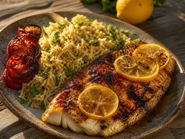 Iraqi Masgouf-Inspired Lemon Fish with herbed rice