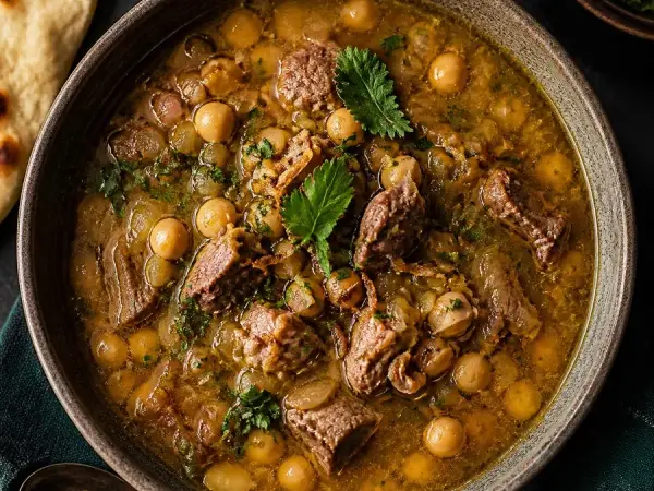 Iraqi Pacha-Inspired Lamb Chickpea Soup, finished dish