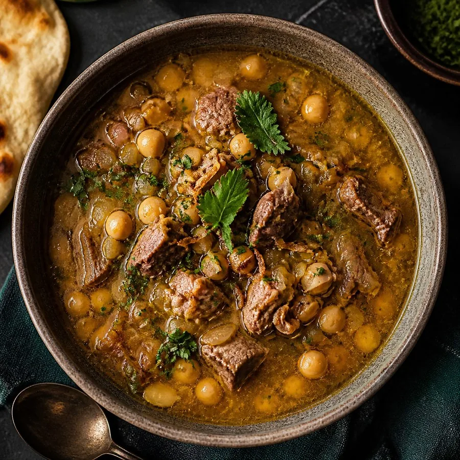 Iraqi Pacha-Inspired Lamb Chickpea Soup, finished dish