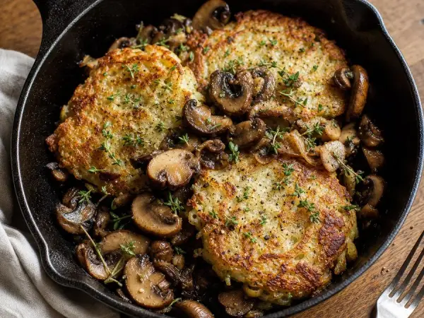 Irish Boxty Mushroom Skillet, finished dish
