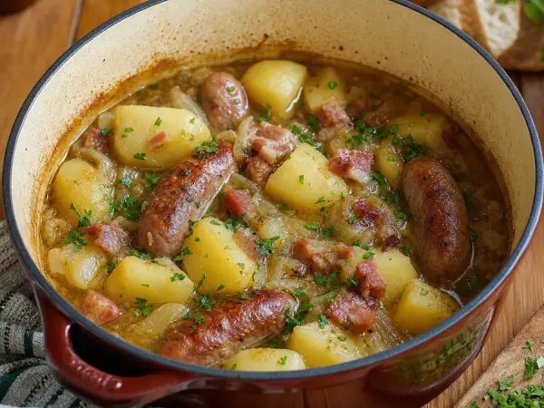Irish Coddle Sausage and Potato Pot, finished dish
