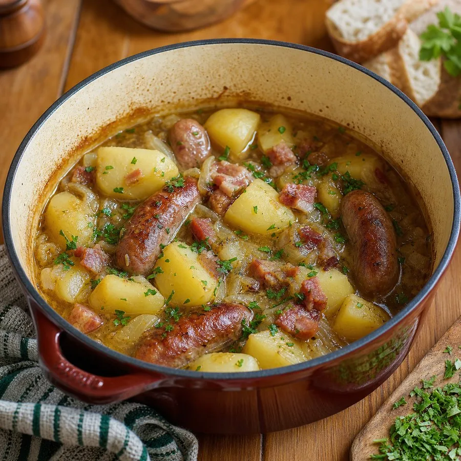 Irish Coddle Sausage and Potato Pot, finished dish