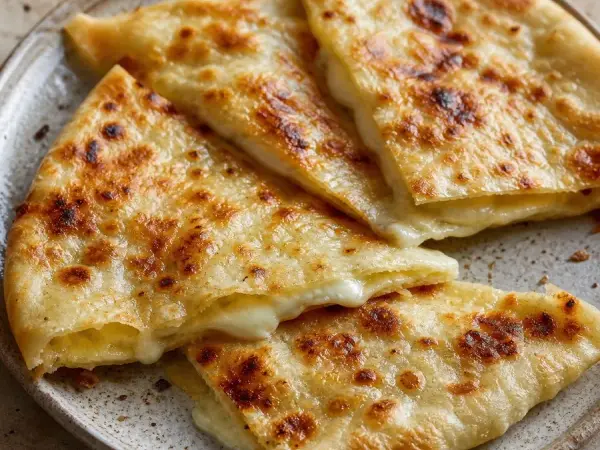 Italian Focaccia di Recco-Inspired Cheese Flatbread, finished dish