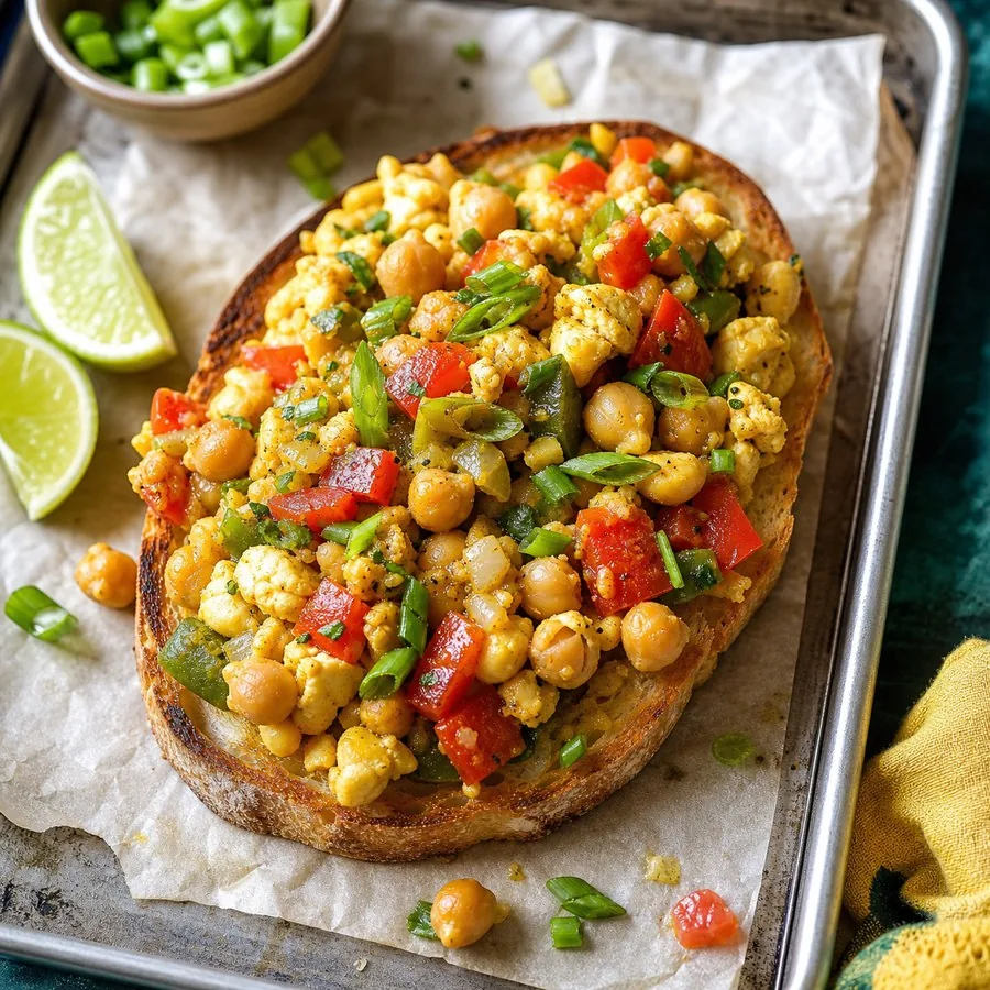 Jamaican Ackee-Style Chickpea Toasts, finished dish