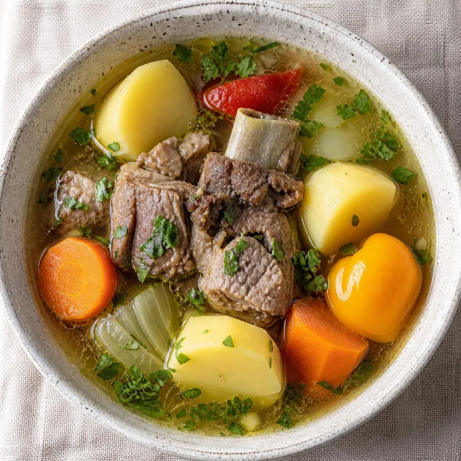 Kazakh Shorpa Lamb Soup, original finished dish food photograph