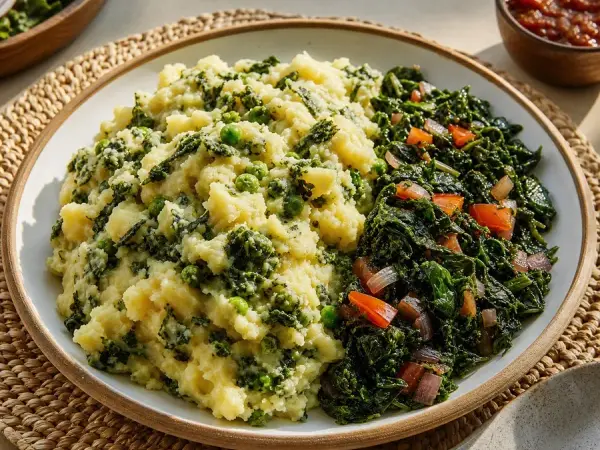 Kenyan Irio Mash with Sautéed Greens, finished dinner