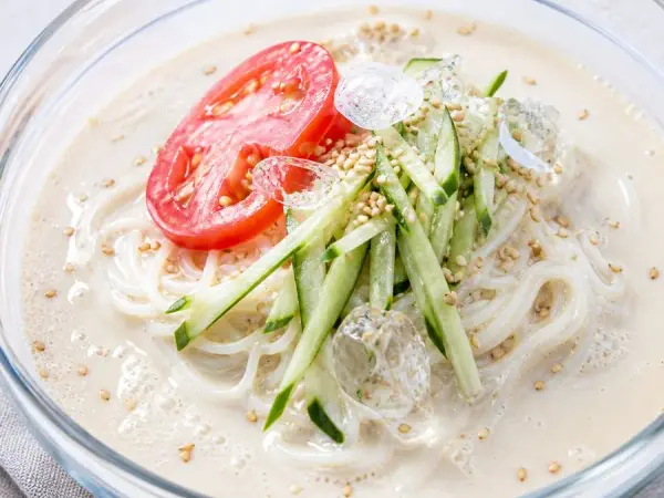 Korean Kongguksu Soy Milk Noodles, original finished dish food photograph