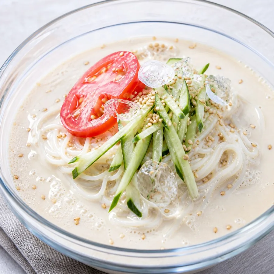 Korean Kongguksu Soy Milk Noodles, original finished dish food photograph