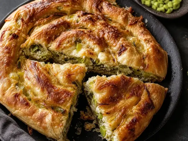 Kosovan Pite with Leeks and Feta, finished dish