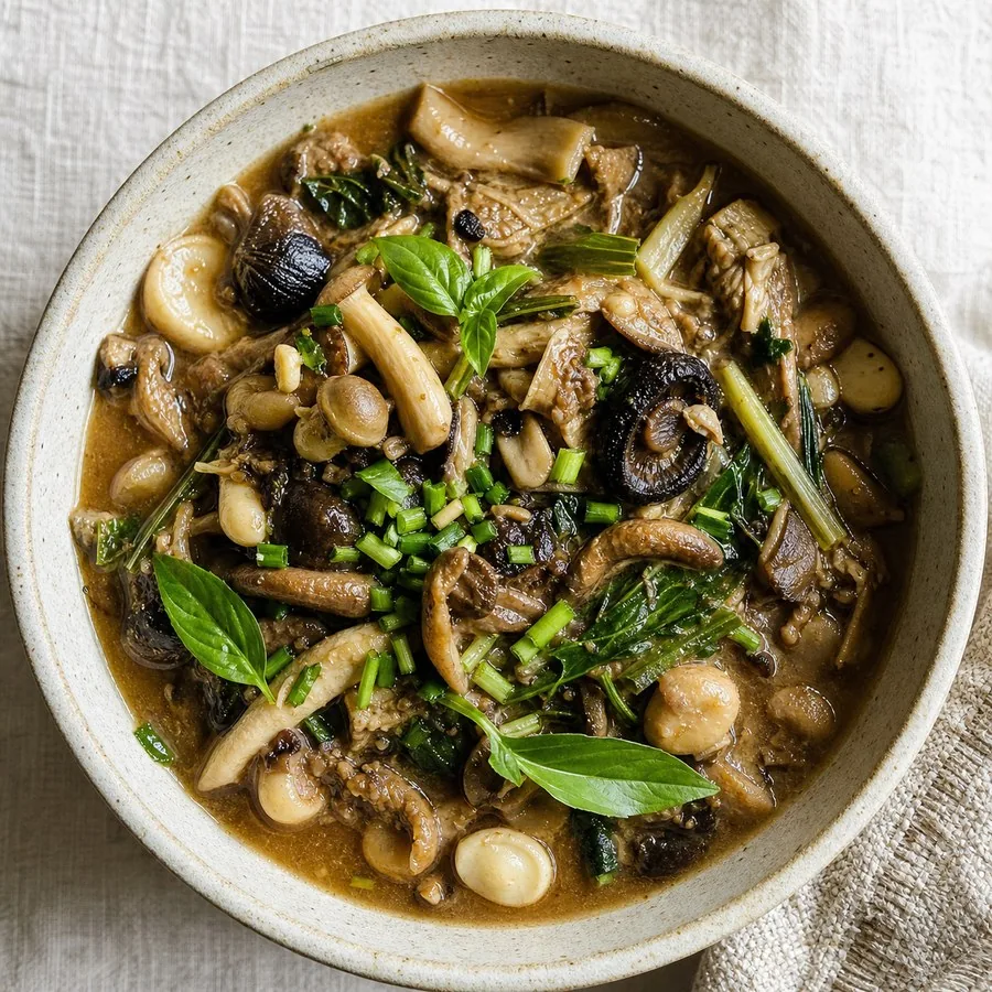 Lao Or Lam Mushroom Stew, original finished dish food photograph