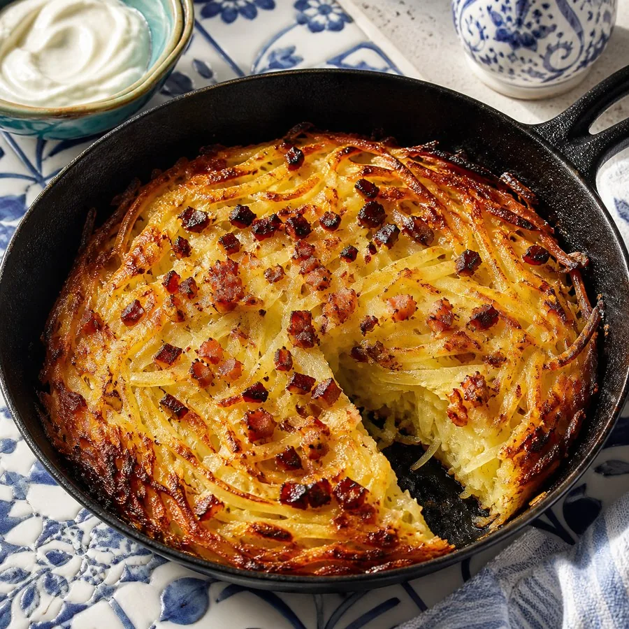 Lithuanian Kugelis Potato Skillet, finished dish