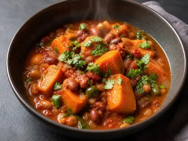 Malawian Nthochi Potato and Bean Stew, finished dinner