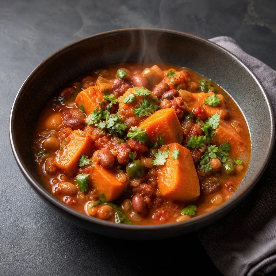 Malawian Nthochi Potato and Bean Stew, finished dinner