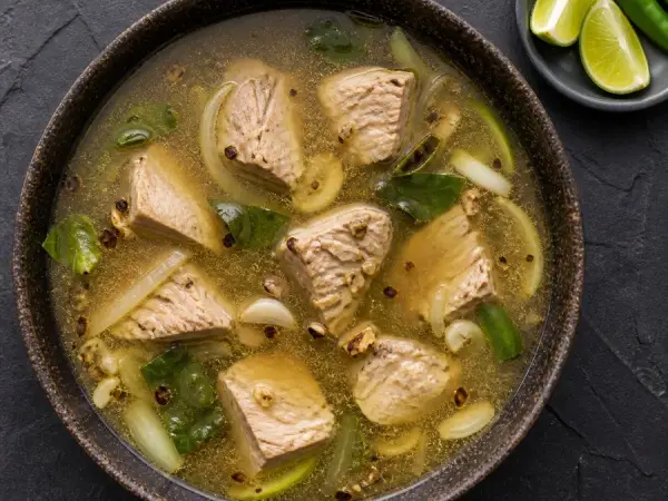 Maldivian Garudhiya Tuna Soup, original finished dish food photograph