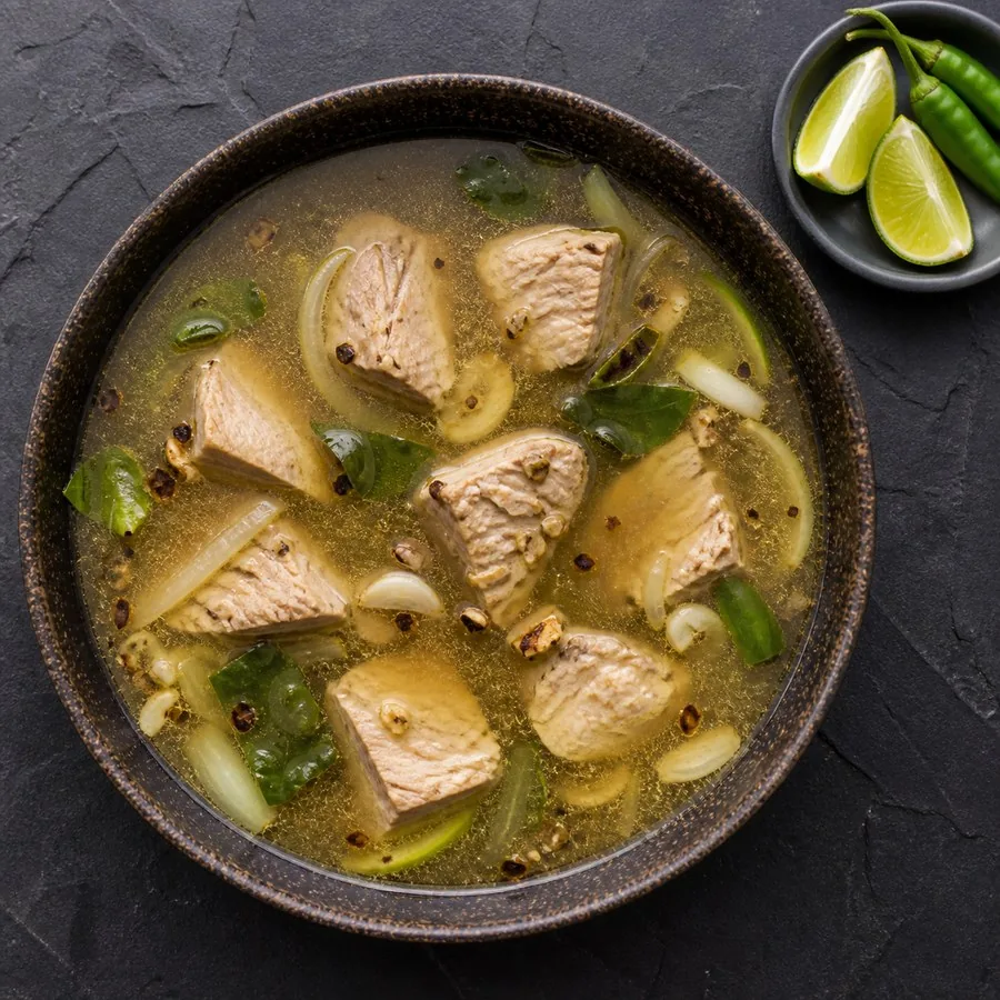 Maldivian Garudhiya Tuna Soup, original finished dish food photograph
