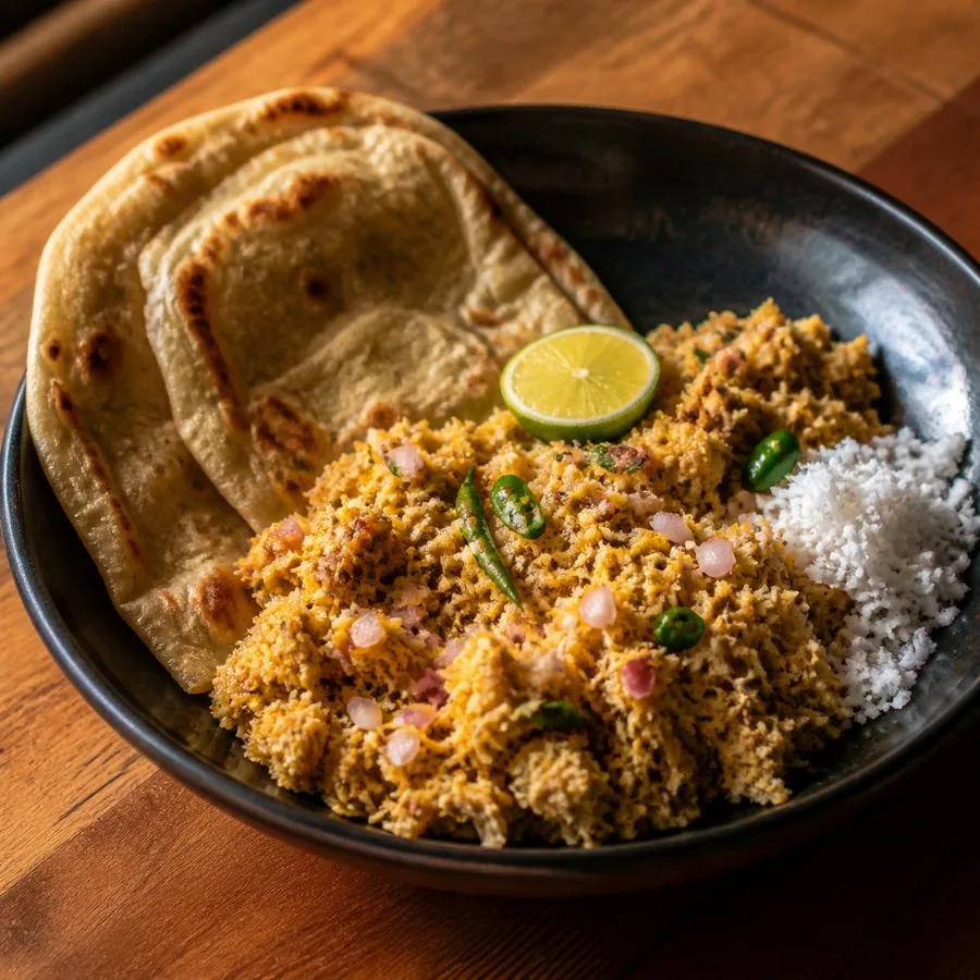 Maldivian Mas Huni with Flatbread, original finished dish food photograph