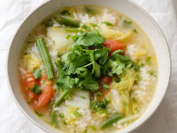 Manipuri Kangshoi Vegetable Broth with Rice, finished dish
