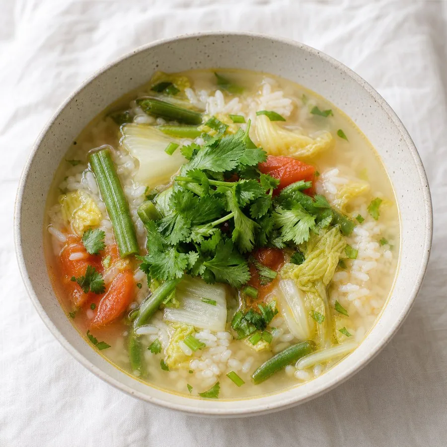 Manipuri Kangshoi Vegetable Broth with Rice, finished dish