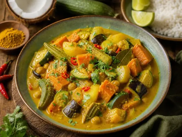 Martinique Colombo Vegetable Curry, finished dish