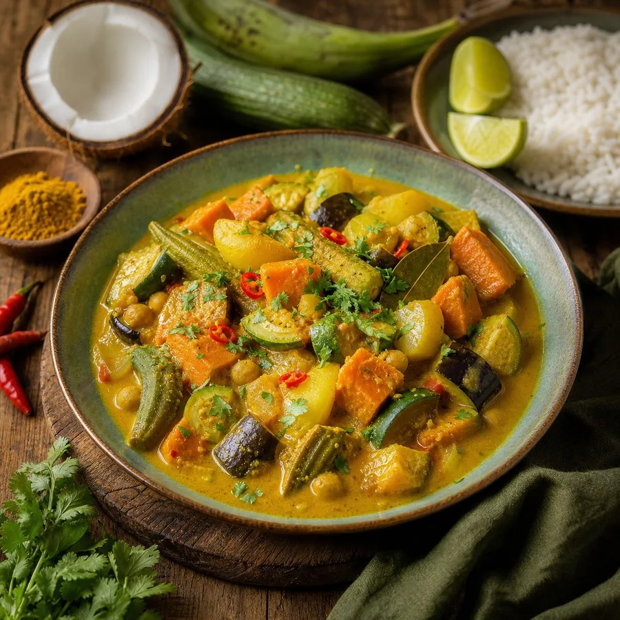 Martinique Colombo Vegetable Curry, finished dish