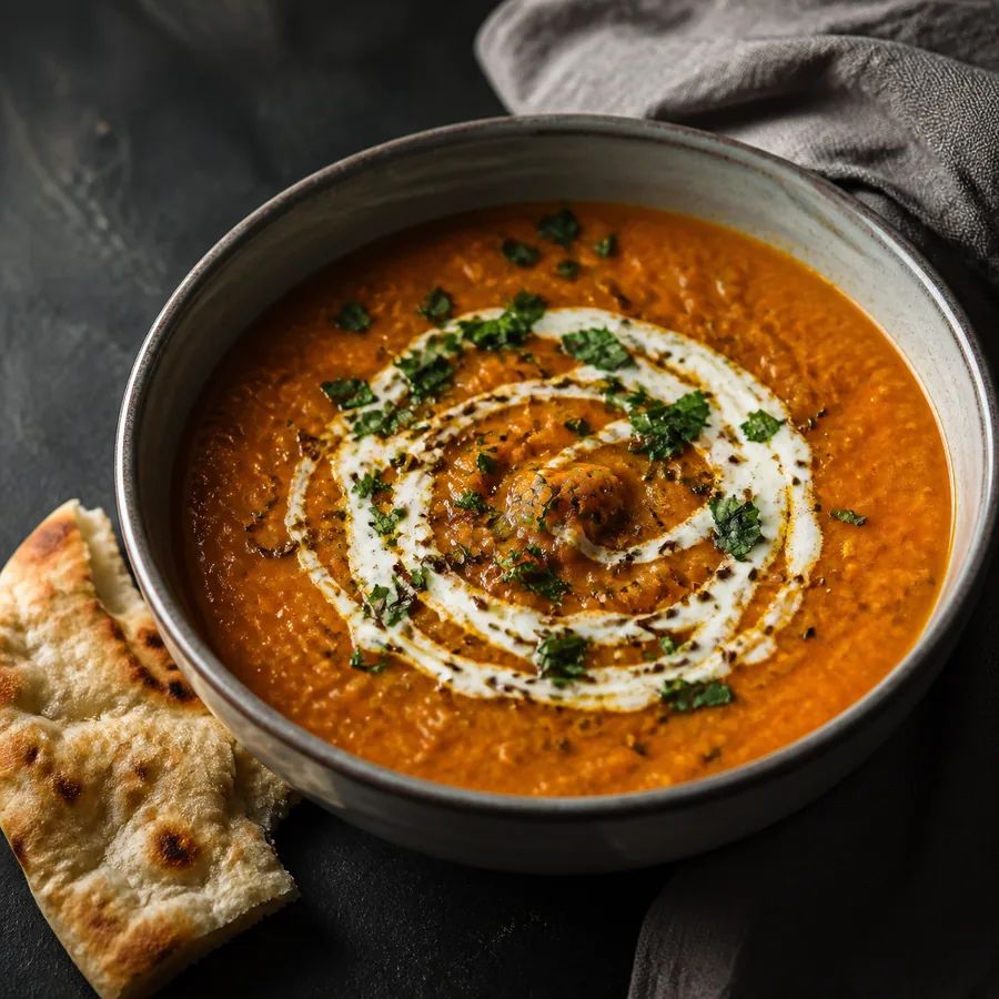 Micronesian Market Inspired Red Lentil Vegetable Soup, finished dish