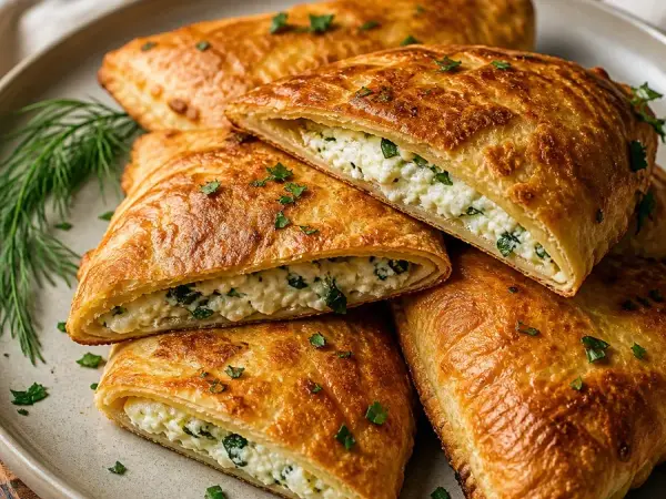 Moldovan Placinte Cheese and Herb Pockets, finished dish