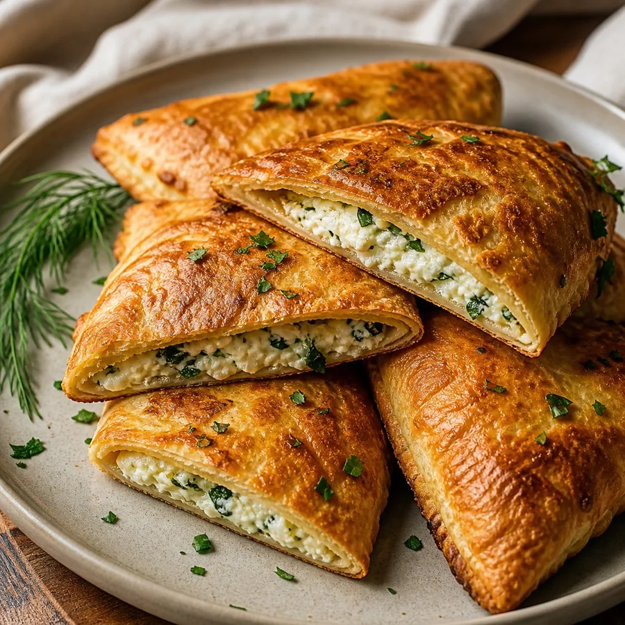 Moldovan Placinte Cheese and Herb Pockets, finished dish