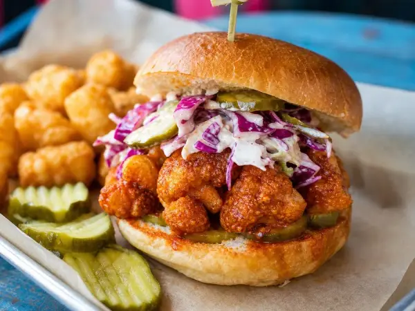 Nashville Hot Cauliflower Sliders, finished dish
